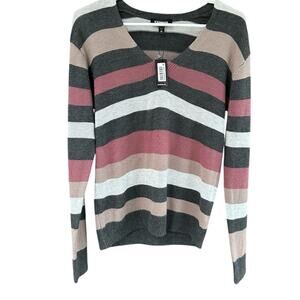 EXPRESS NWT 60.00 Stripe V-Neck Sweater Size XS